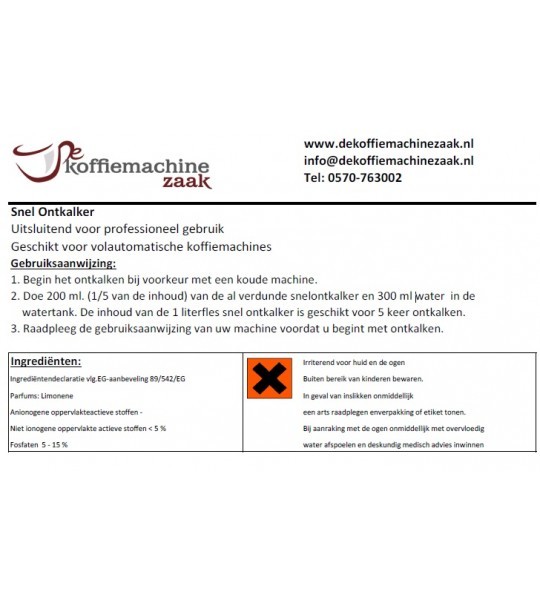 1 liter ontkalkingsmiddel geschikt voor 5 keer ontkalken